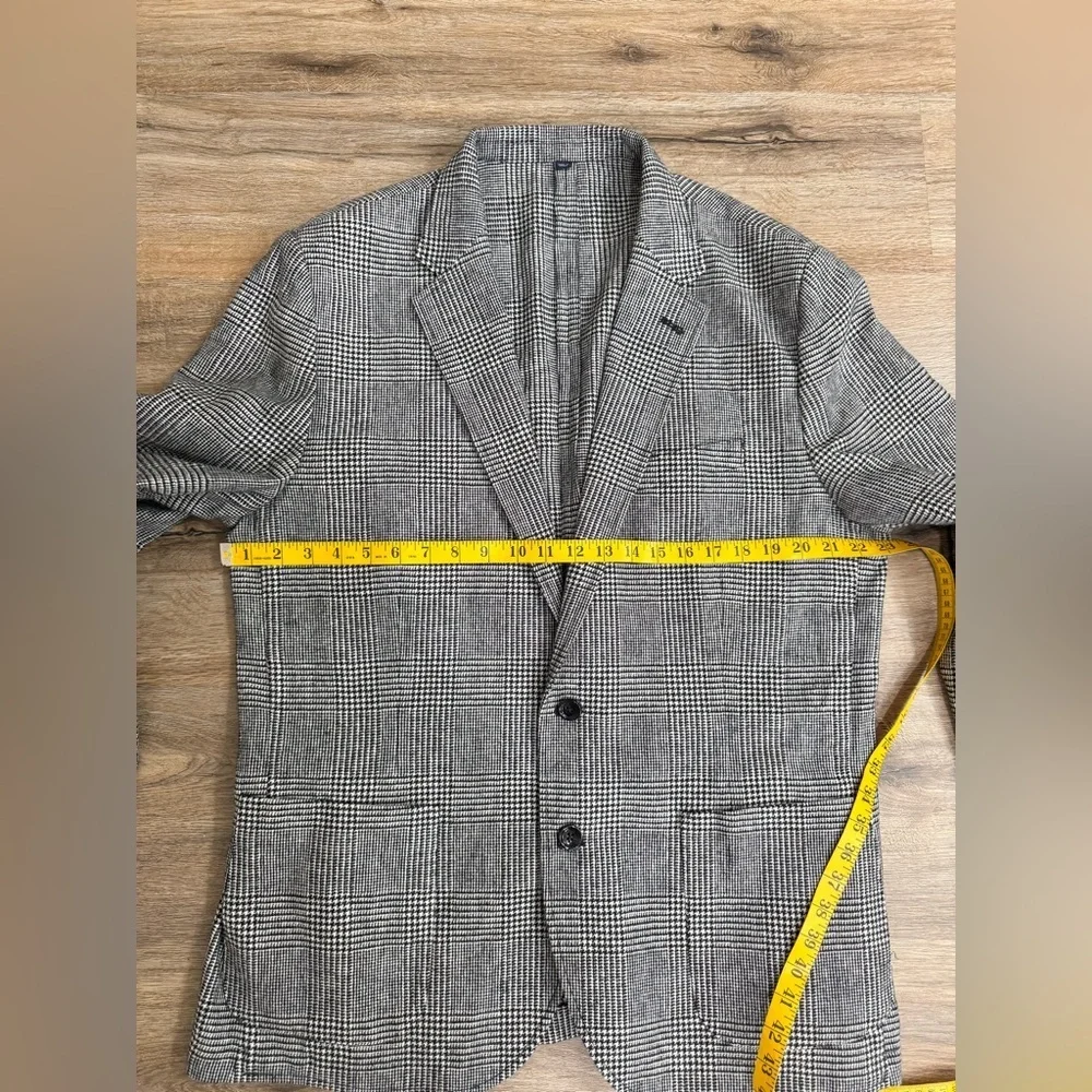 J.Crew Thompson Blazer 46 Black White Check Wool Blend Unlined Jacket
